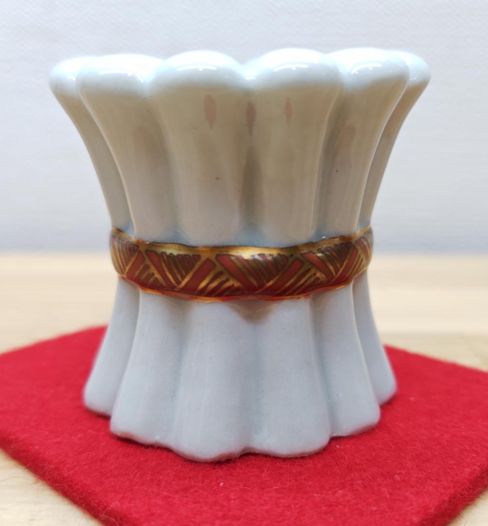 送料込【逢絢亭】茶道具 蓋置 九谷焼 菊の形 矢口永寿 共箱入り