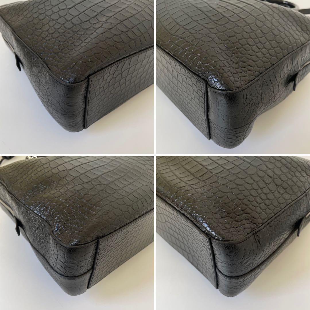 【極美品】サンローラン ビジネスバッグ 2way ミュージアム クロコ 黒 本革