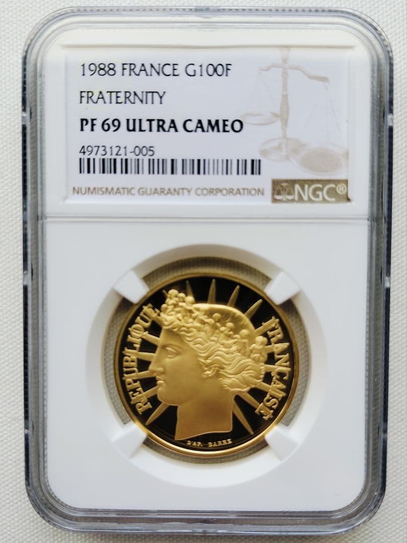 フランス 100フラン金貨 1988年 プルーフ【NGC PF 69 U.C】