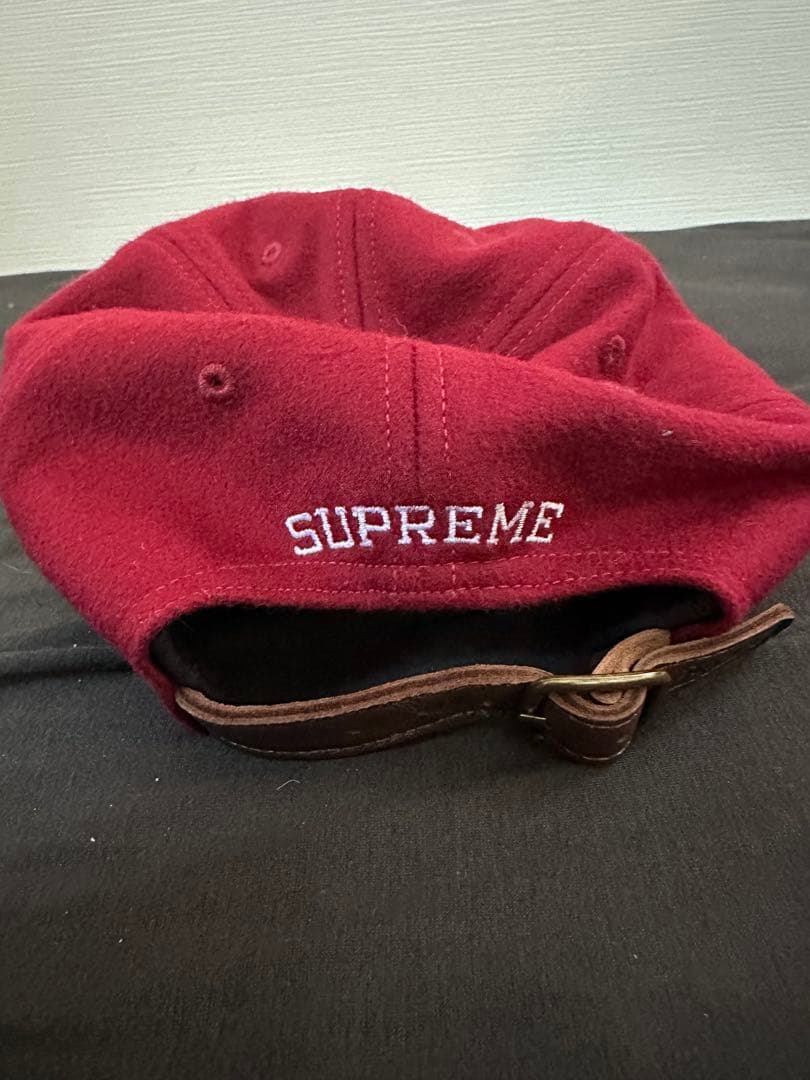 Supreme Sロゴ　バーガンディキャップ　ウール