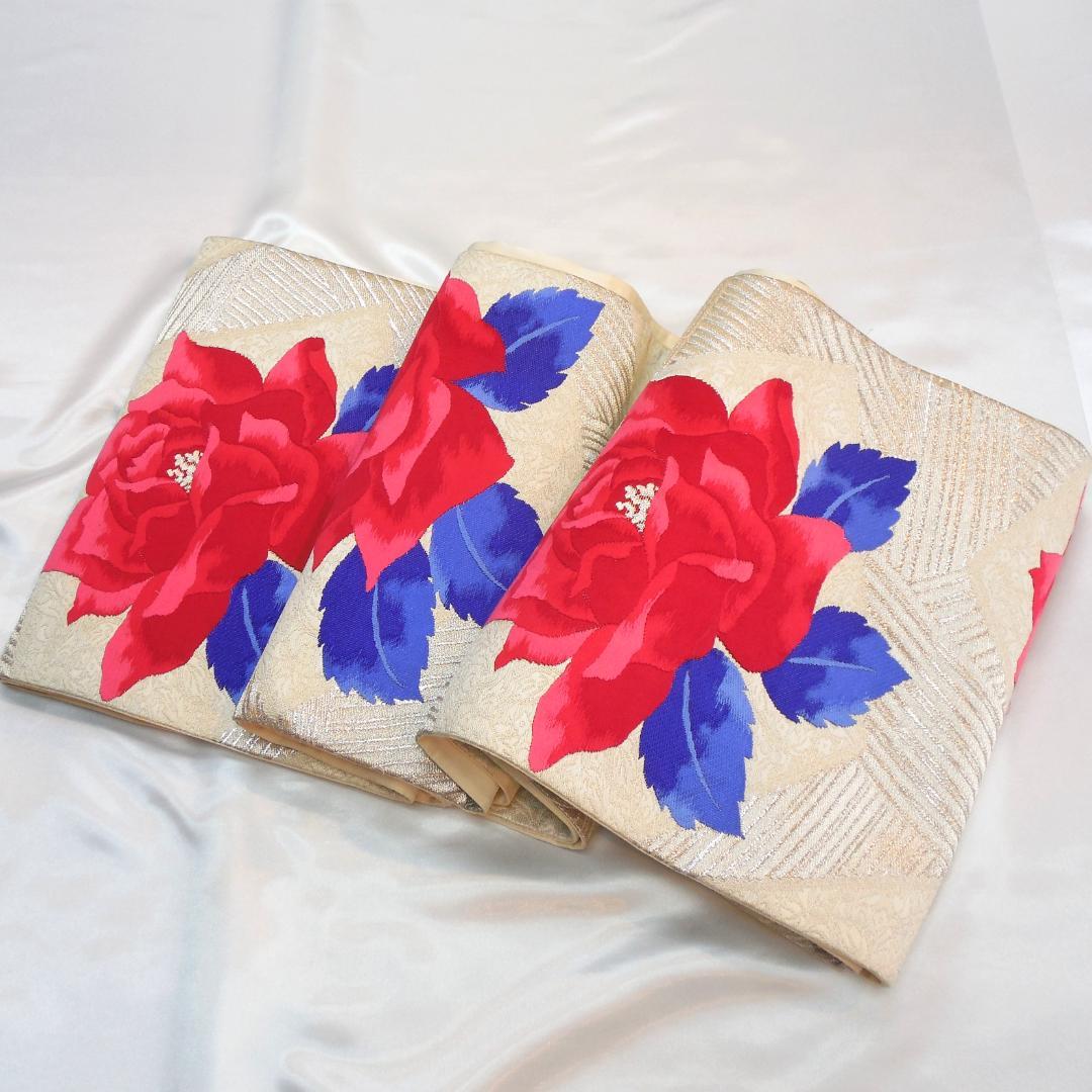 美品★振袖フルセット　振袖　正絹　成人式　Mサイズ　ブルー　青　花柄　バラ