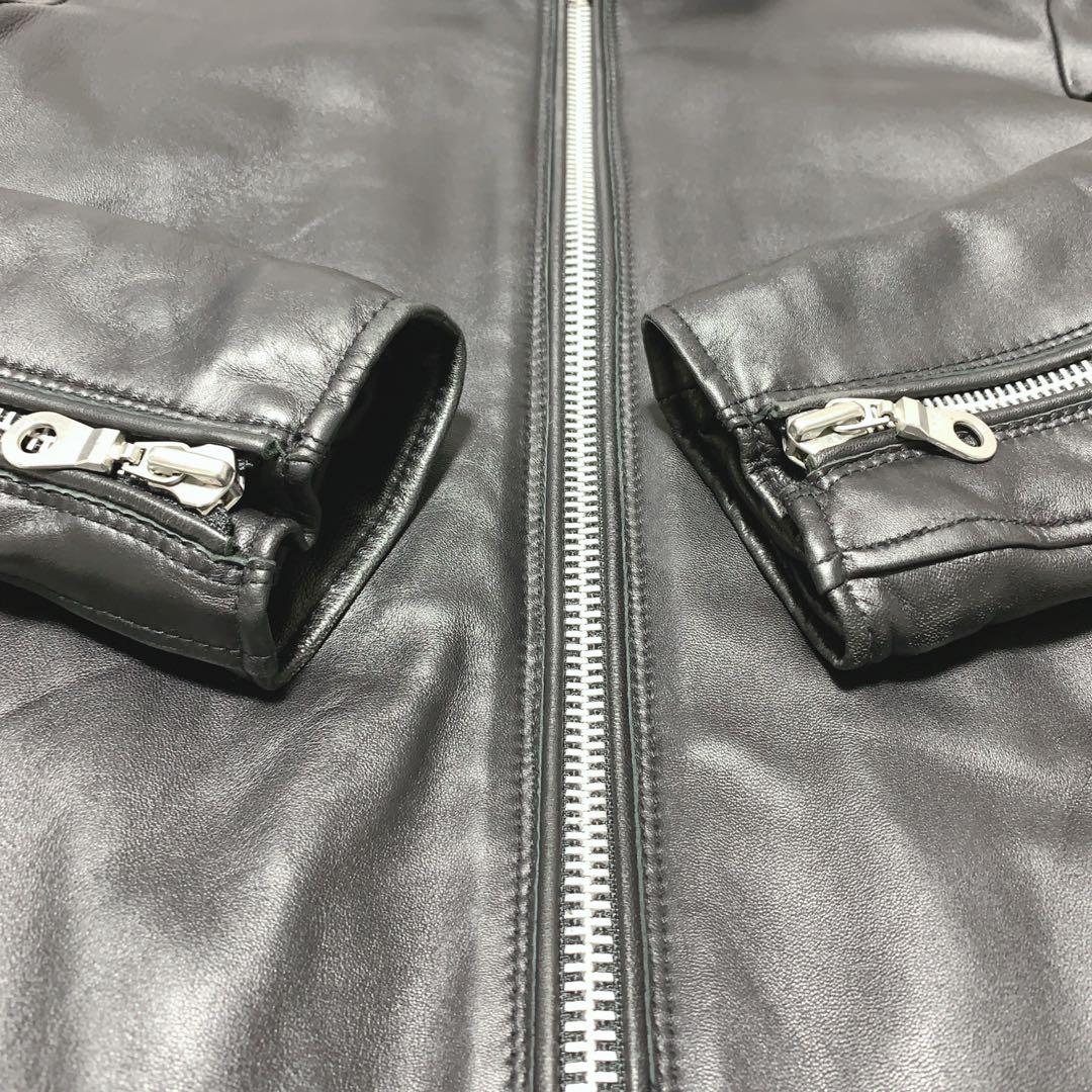 【極美品】ナノユニバース ライダースジャケット ラムレザー キルティング M