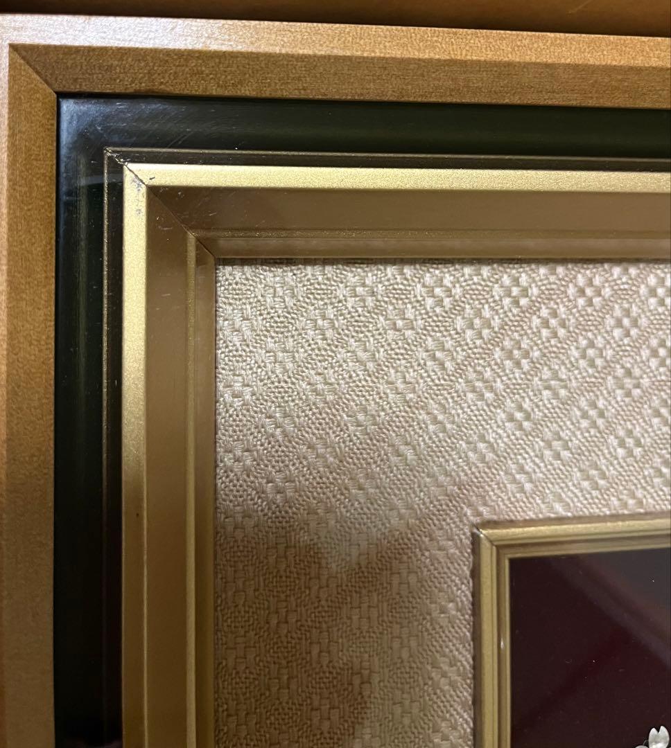 【貴金属画　純銀製】嘉山造　「桜富士」