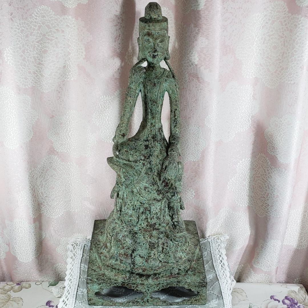 ◆百済仏『方形台座金銅半跏思惟像』仏像◆検）天平仏 飛鳥仏 高麗仏 新羅仏 空海