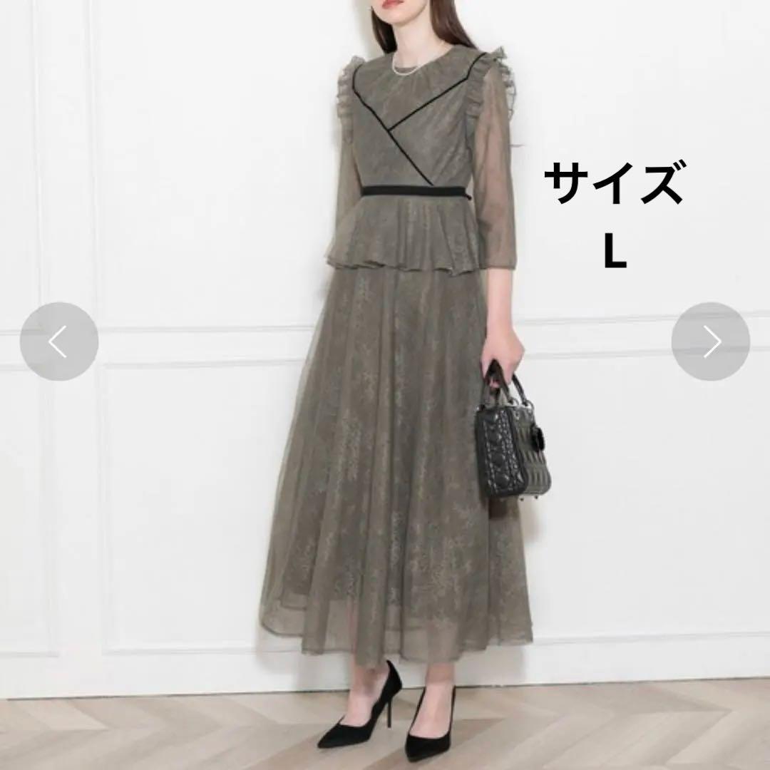 【美品】LEJA 総レース花柄ロングワンピースドレス L