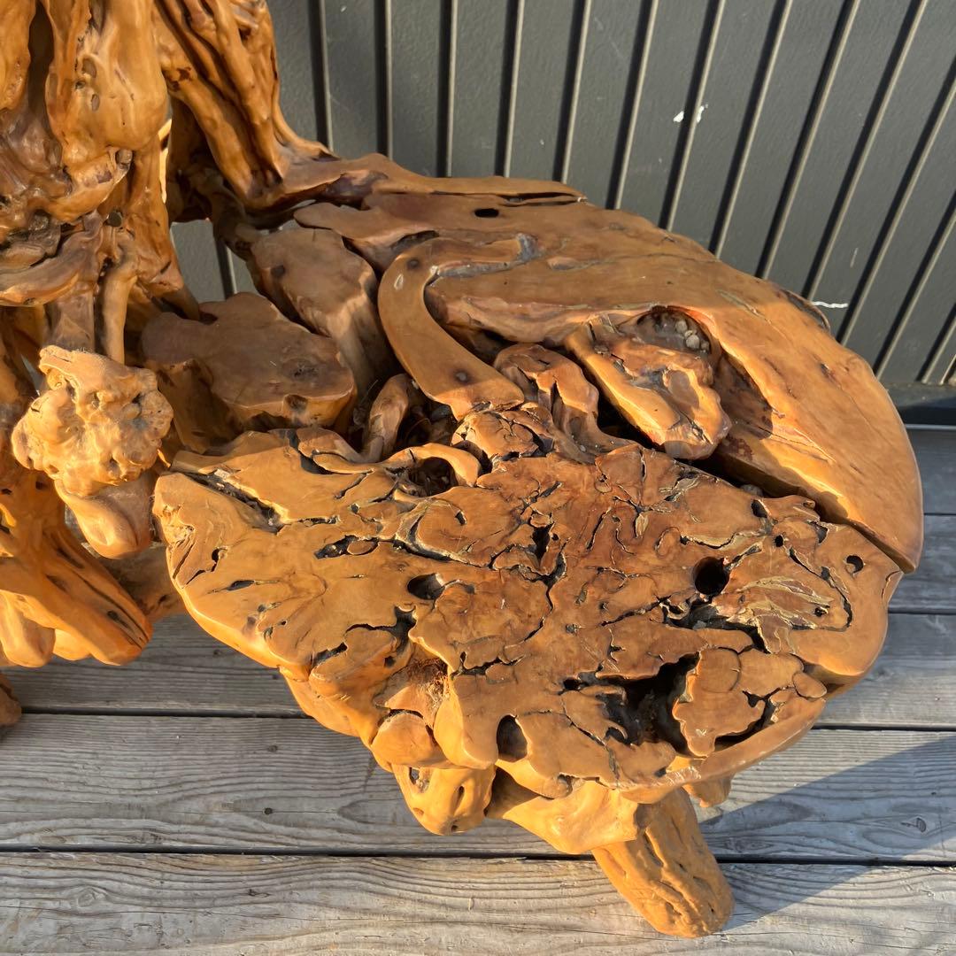 昭和レトロ 天然木 一刀彫 花台 飾り棚 ディスプレイラック 大型置物 オブジェ