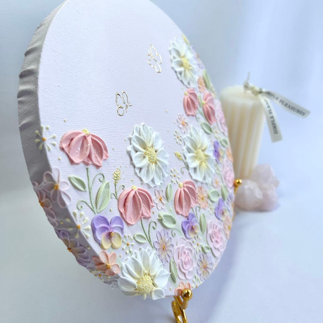 melia テクスチャーアート　絵画　インテリアアート　花　立体　絵　北欧