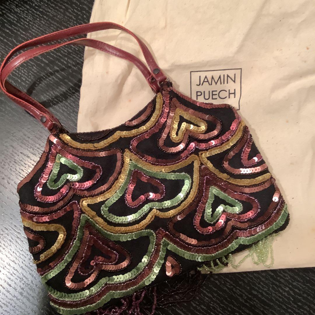 美品　JAMIN PUECH ハート型ビーズパーティーバッグ
