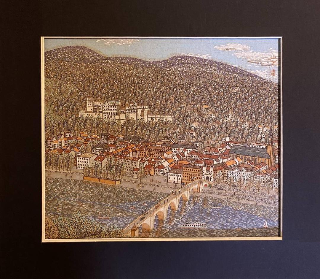 山下清、【ハイデルベルクの古城】、希少な額装用画集より、新品額装付