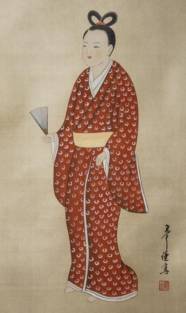 掛軸-920　中村逸夫　鹿子御影　共箱　蓮如上人像　浄土真宗　幅広