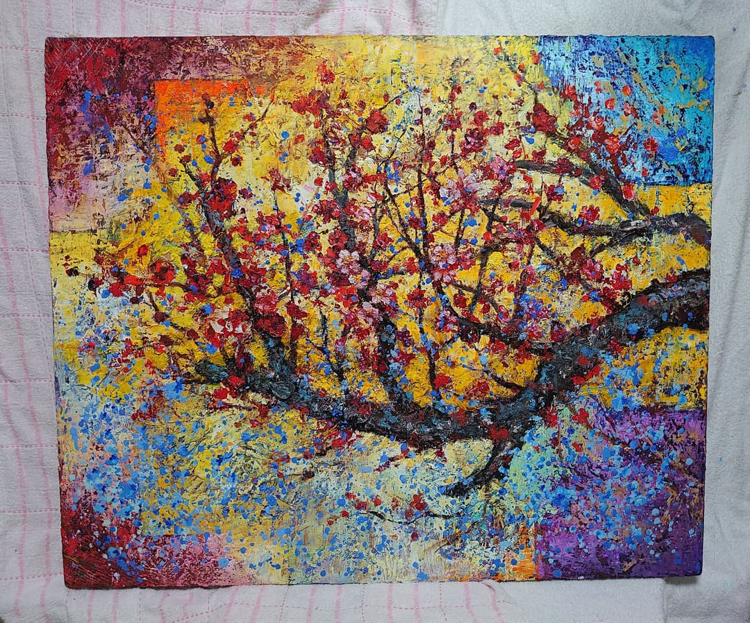 油絵 梅の花