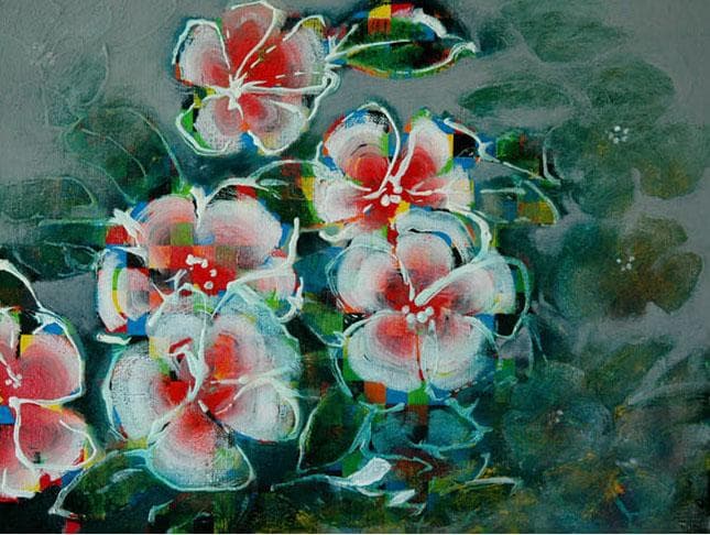 油絵 菅家令子 絵 絵画 インテリア F4-091216 花