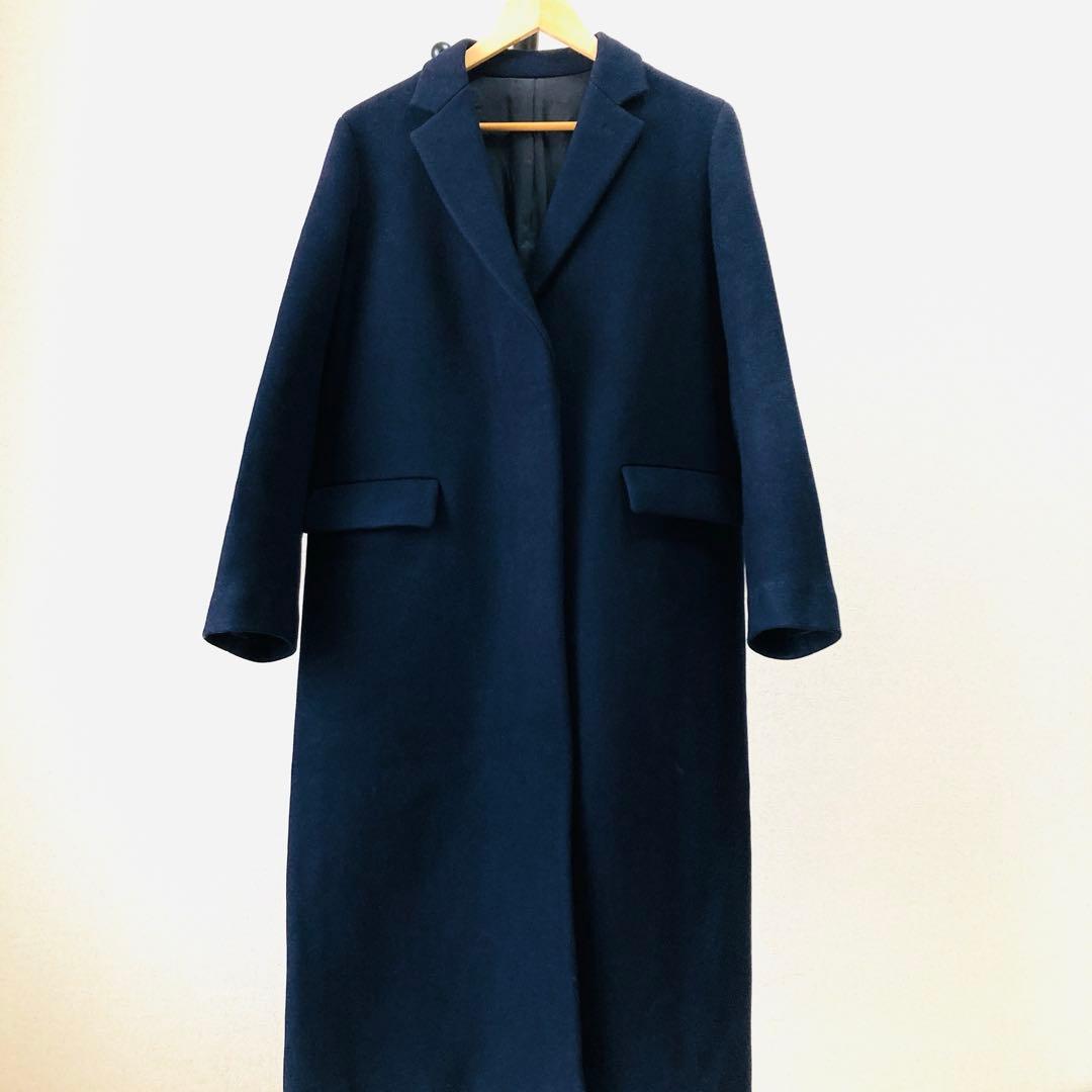 ドゥーズィエムクラス　イレーヴ　ウールチェスターコート　ロング丈　ネイビー