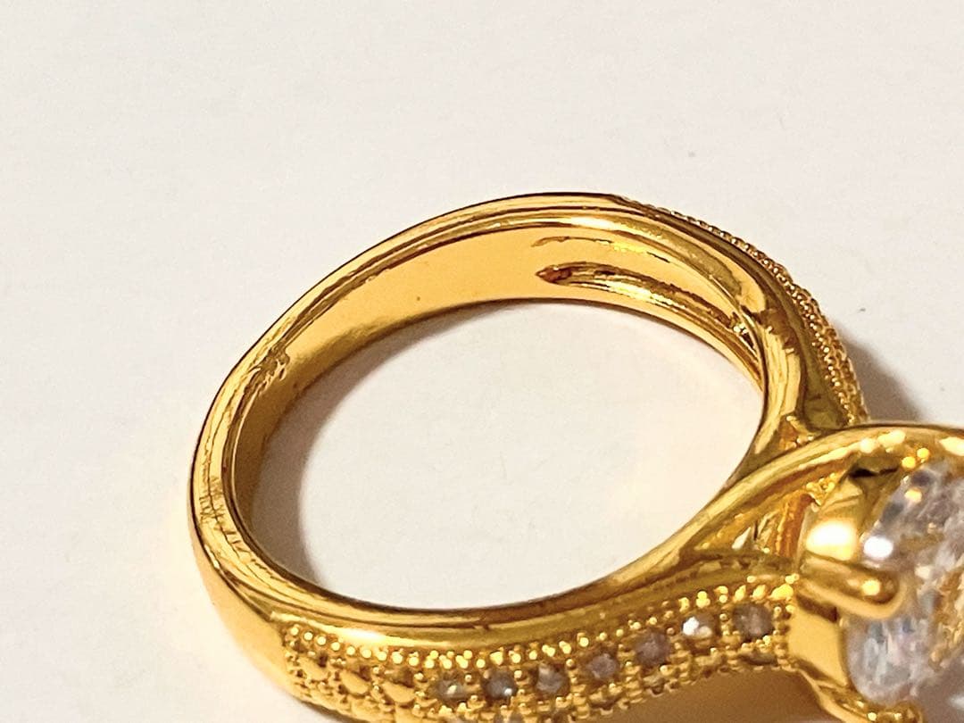 K18 刻印 ダイヤモンドリング 1粒ダイヤ パヴェ 10号 形見分け品