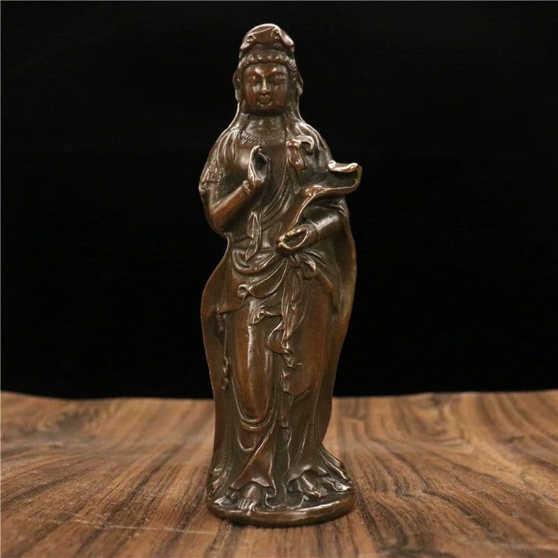 仏教美術 仏像 観世音菩薩像 小仏像 銅製 銅器