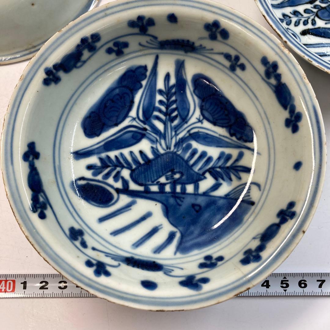 専用中国明時代　古染付向付5客　直径約14.5㎝　東Y6-0129☆2Fトトオカ