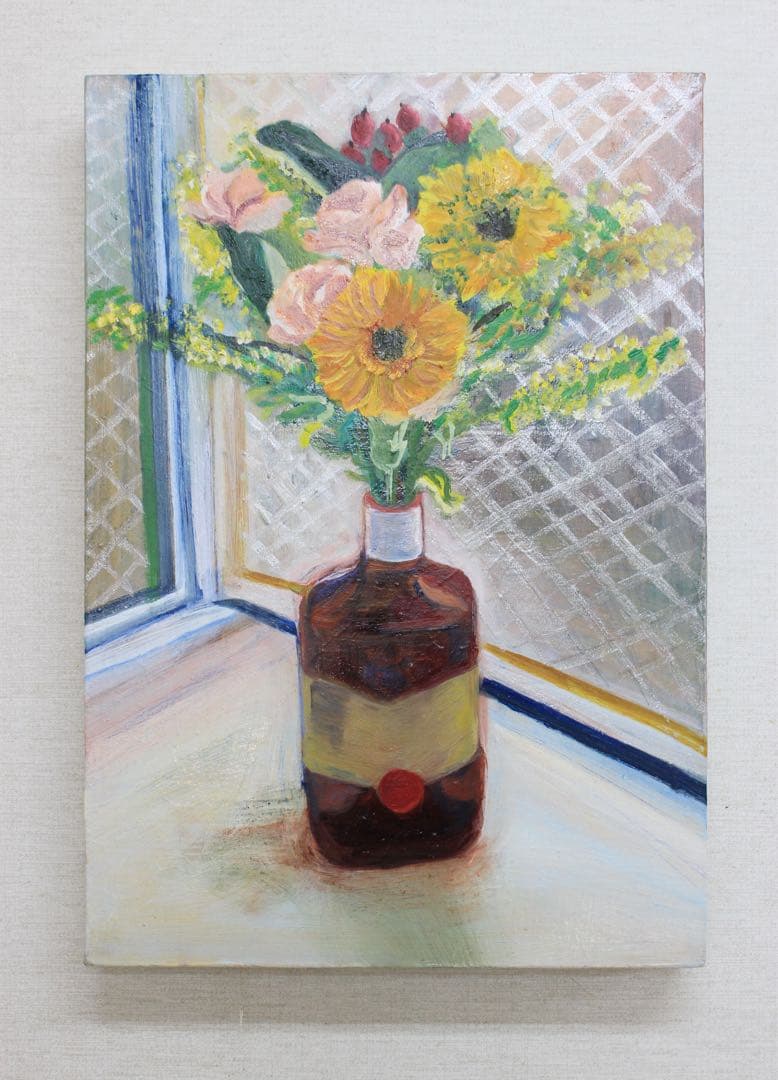 【約P8号】花瓶の花 油彩画 原画