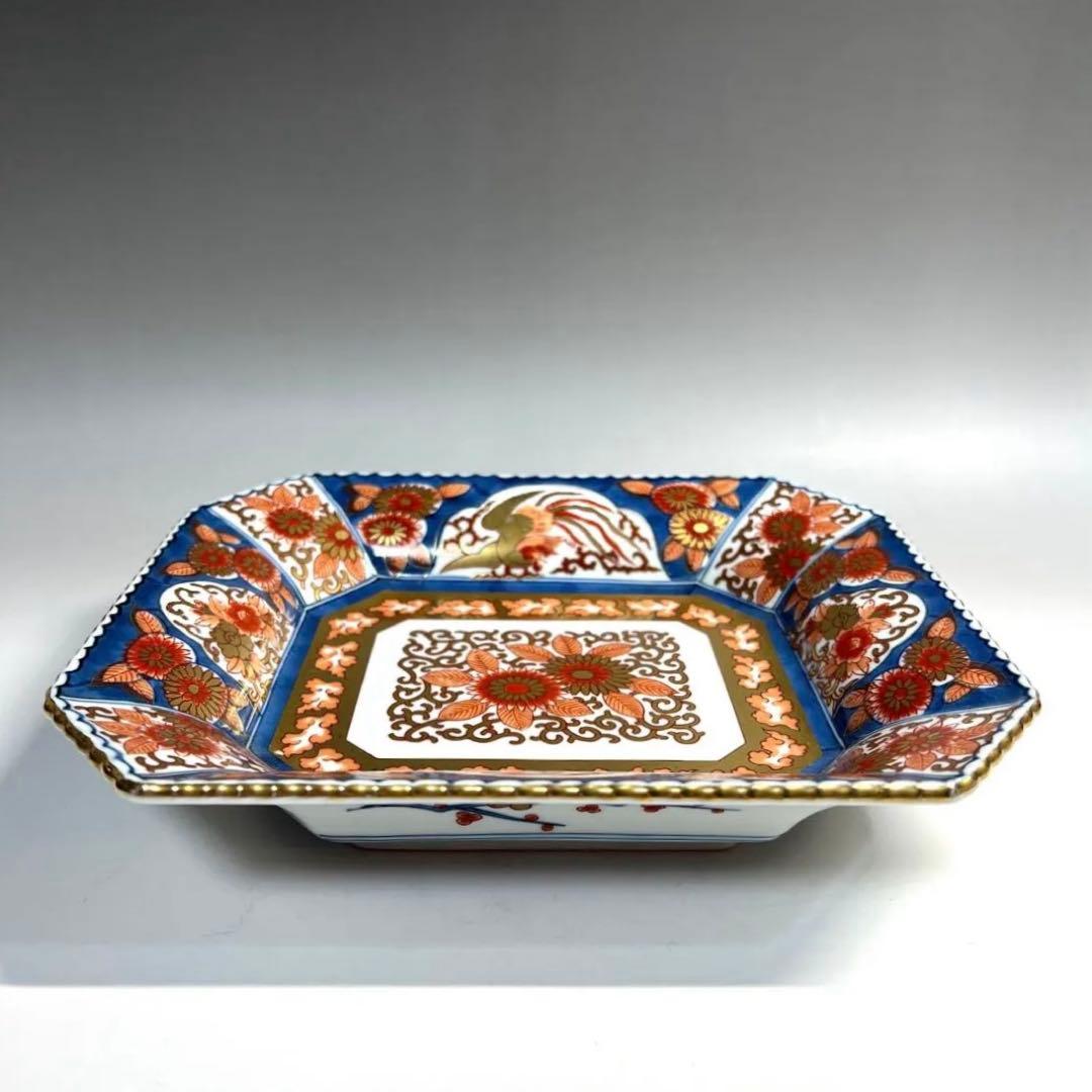 有田焼 林九郎 錦 色絵 金彩 角皿