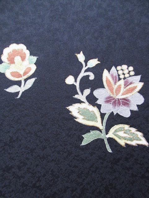 新品同様！アールデコ柄＊手描き＊濃いネイビー＊高級＊訪問着＊１５８ｃｍ＊裄６６