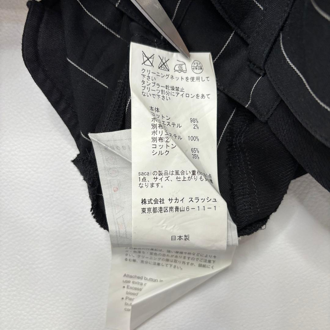 sacai ハーフパンツ ショートパンツ プリーツ　ドッキング　ストライプ　2