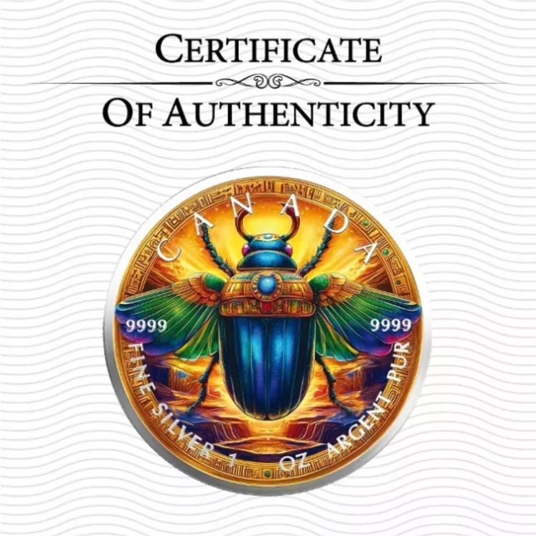 メイプルリーフ 銀貨 カラー 古代エジプト 黄金虫 1オンス 1oz 純銀