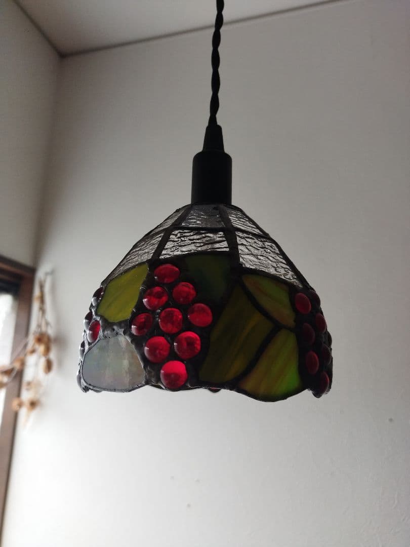 おかきっ子　コード１ｍ3台ダクトレール用プチステンドグラスペンダントランプ