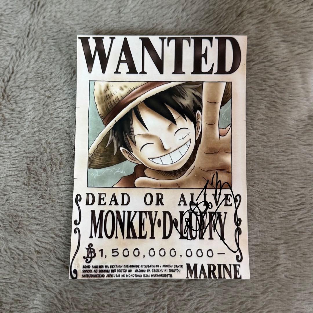 ワンピース ルフィ 声優 田中真弓直筆サイン入り 証拠あり！尾田栄一郎 グッズ