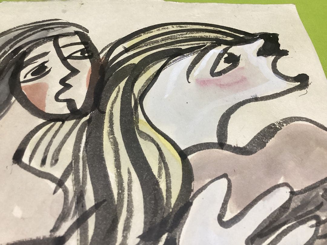 北川民次　裸婦像　水彩画　原画　直筆　和紙　直筆サイン落款有り　額入り　希少品
