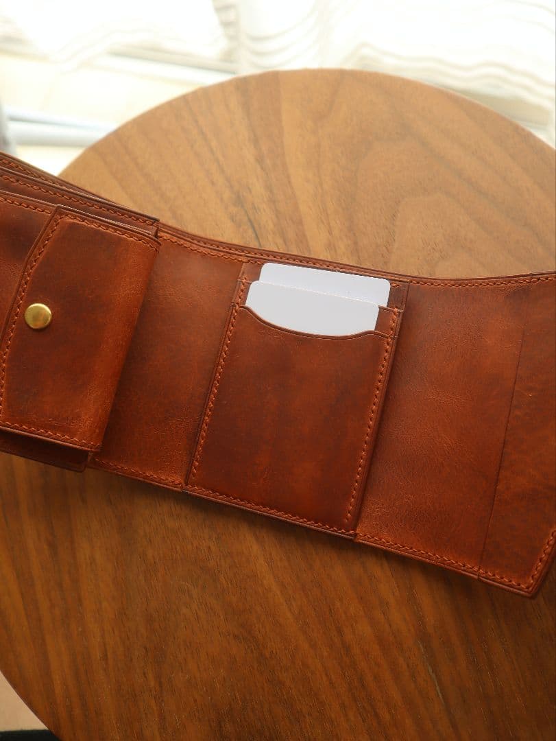 【イタリアンレザー】オコシ金具の三つ折り財布　フルハンドメイド