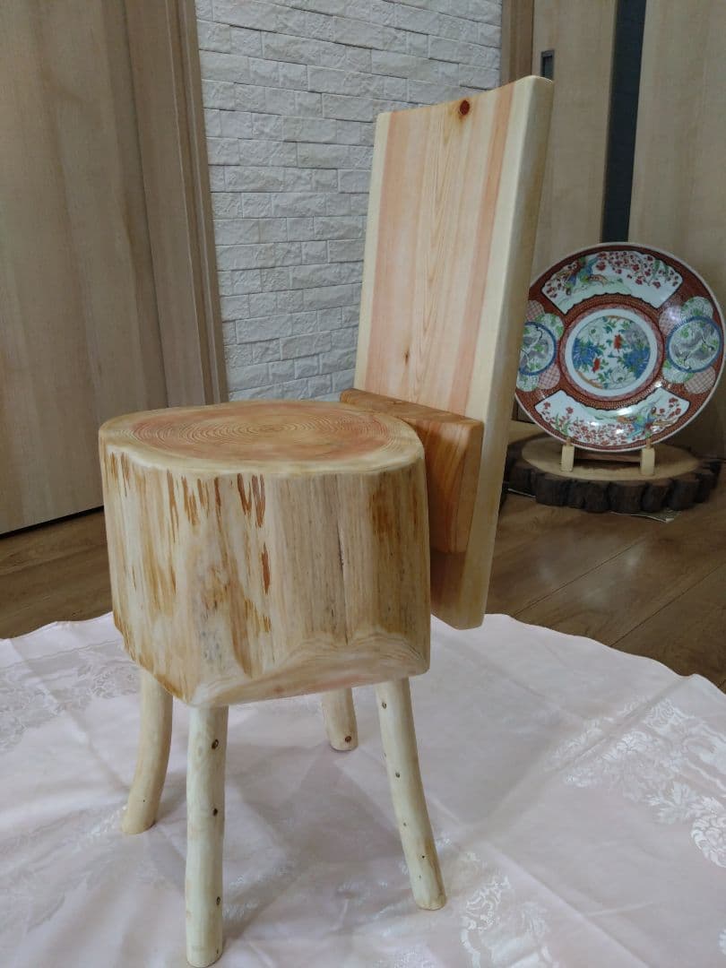 ピッツ❕木製 丸太風 椅子、インテリア台（88） 2脚セット