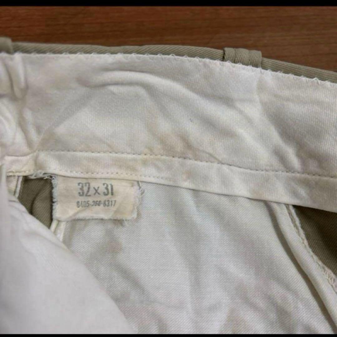 60s アルミジッパー　米軍　実物　軍チノ　COTTON サイズ32×31