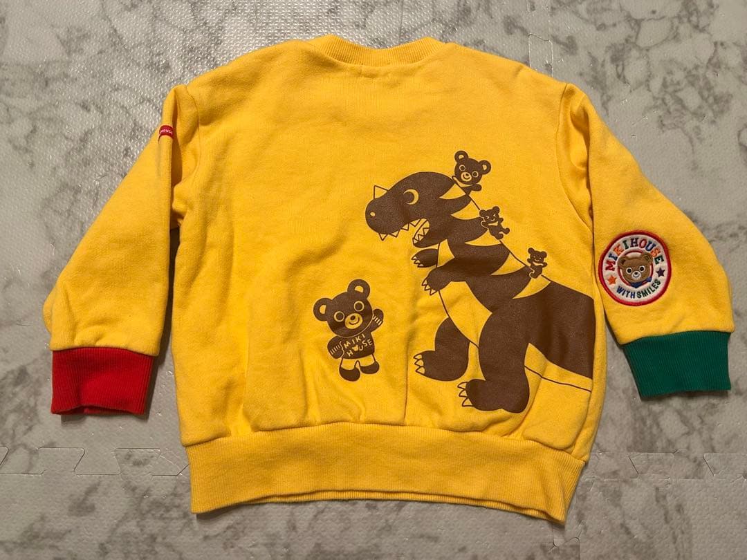 美品 25 AW ミキハウス 豪華 恐竜 トレーナー バックプリント 100