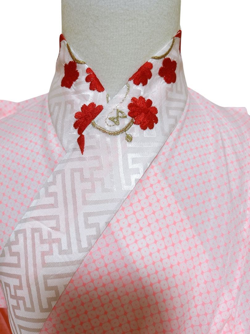 王道!!赤系鹿の子柄♡七五三　7歳　女の子　フルセット　一式　ピンク　ゴールド