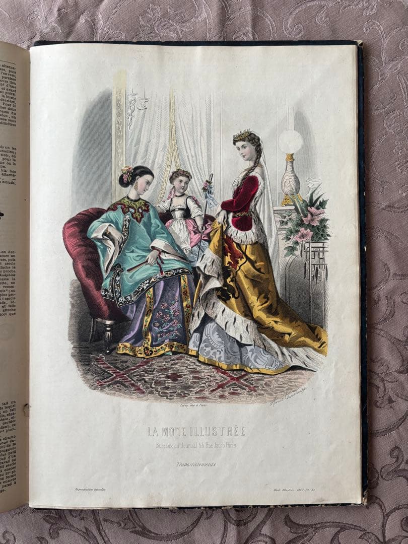 フランスアンティークファッションプレート合本 モード銅版画1867年