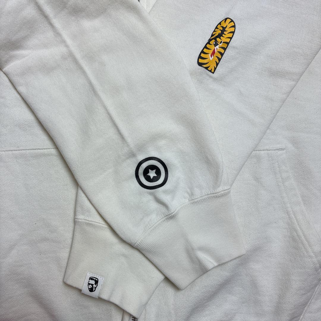 初期 bathingape タイガー フルジップパーカー ホワイト L BAPE