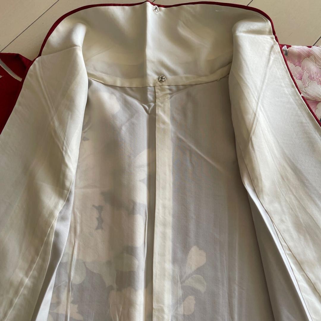 ■E4124■美品■紅海老茶色　花尽くし　京友禅　袷　振袖　丈166 裄68