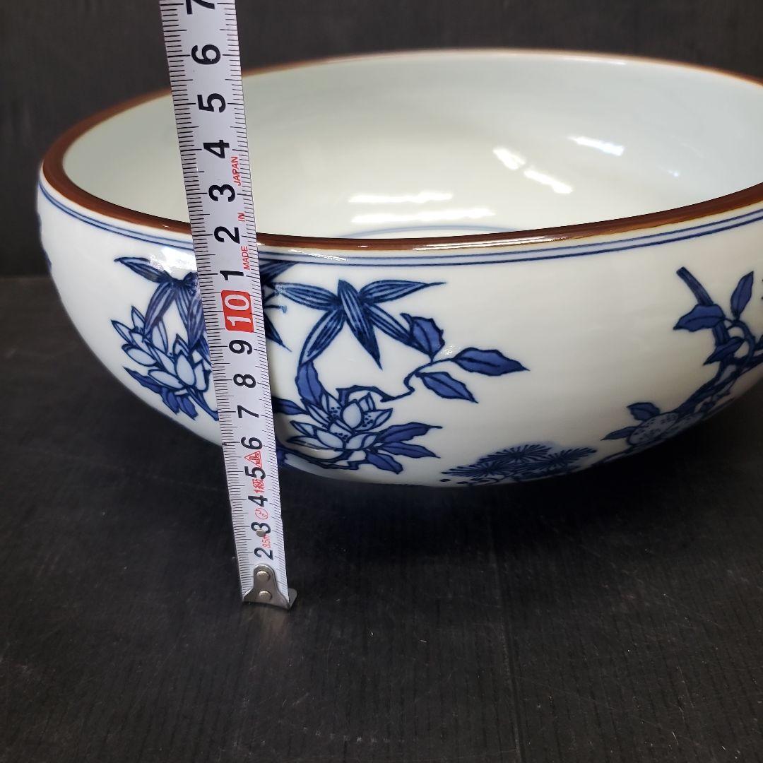 お値下げ　平安 手塚祥堂 染付 四仙花文 平水指 水指 茶道具 35