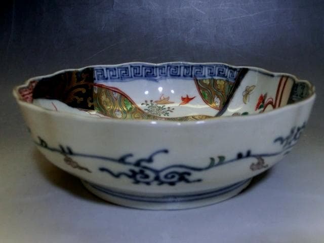 皿■冨貴長春 なます皿 蛇の目高台 窓絵花鳥紋 8客 伊万里古い膾鉢 時代物■