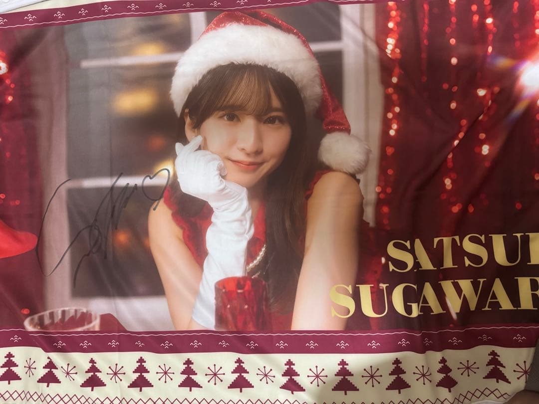 乃木坂46 乃木フェス 菅原咲月サイン　フード付きクリスマスタオル 直筆
