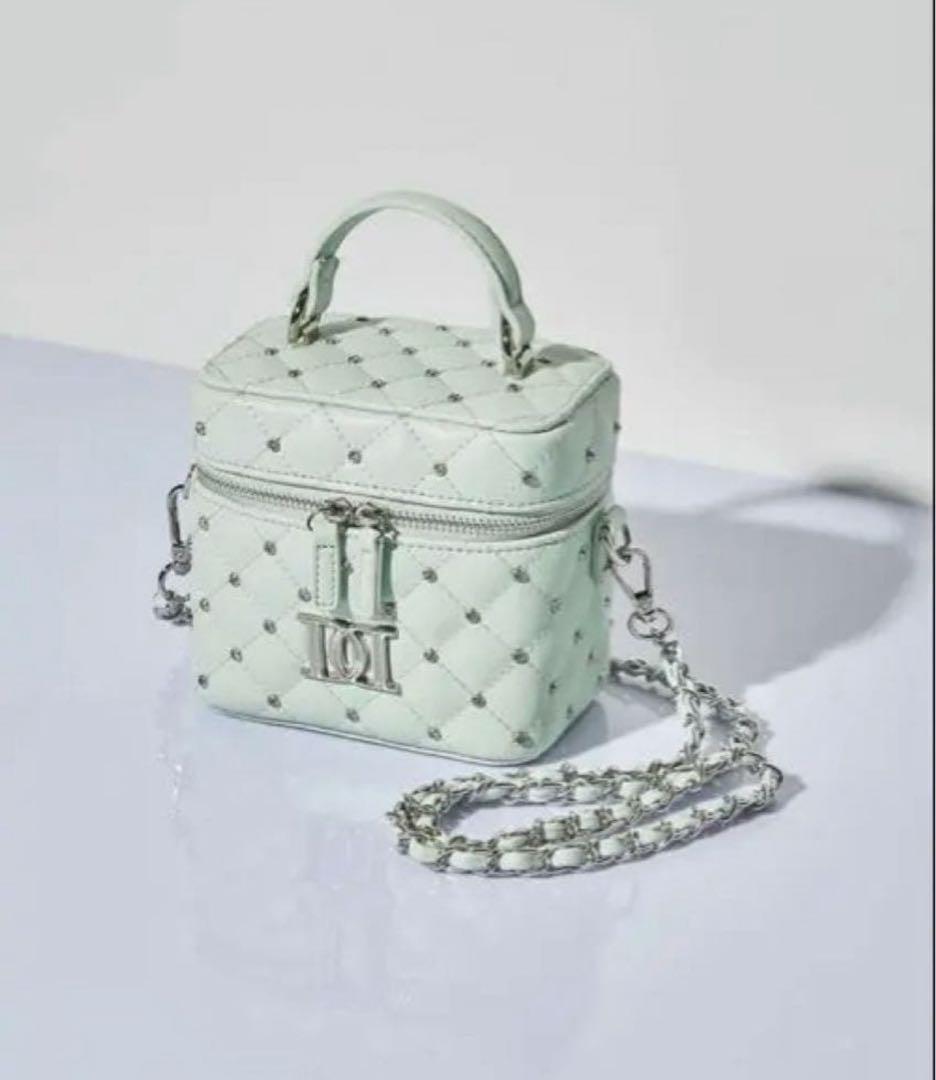 Darich キルティングビジュースクエアミニバッグ ミント