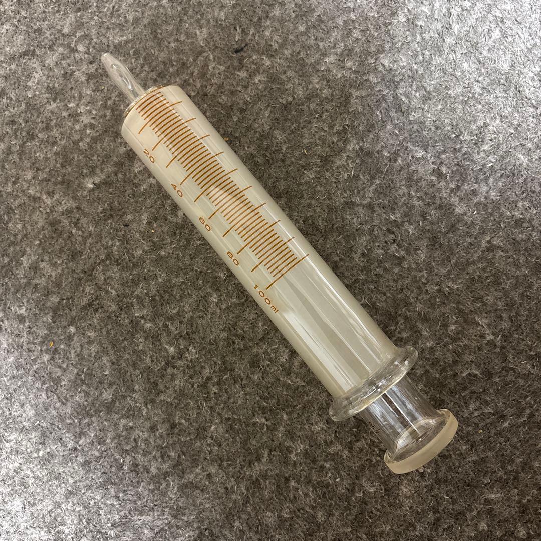 硬化ガラス製注射器　アンティーク　実験　シリンジ