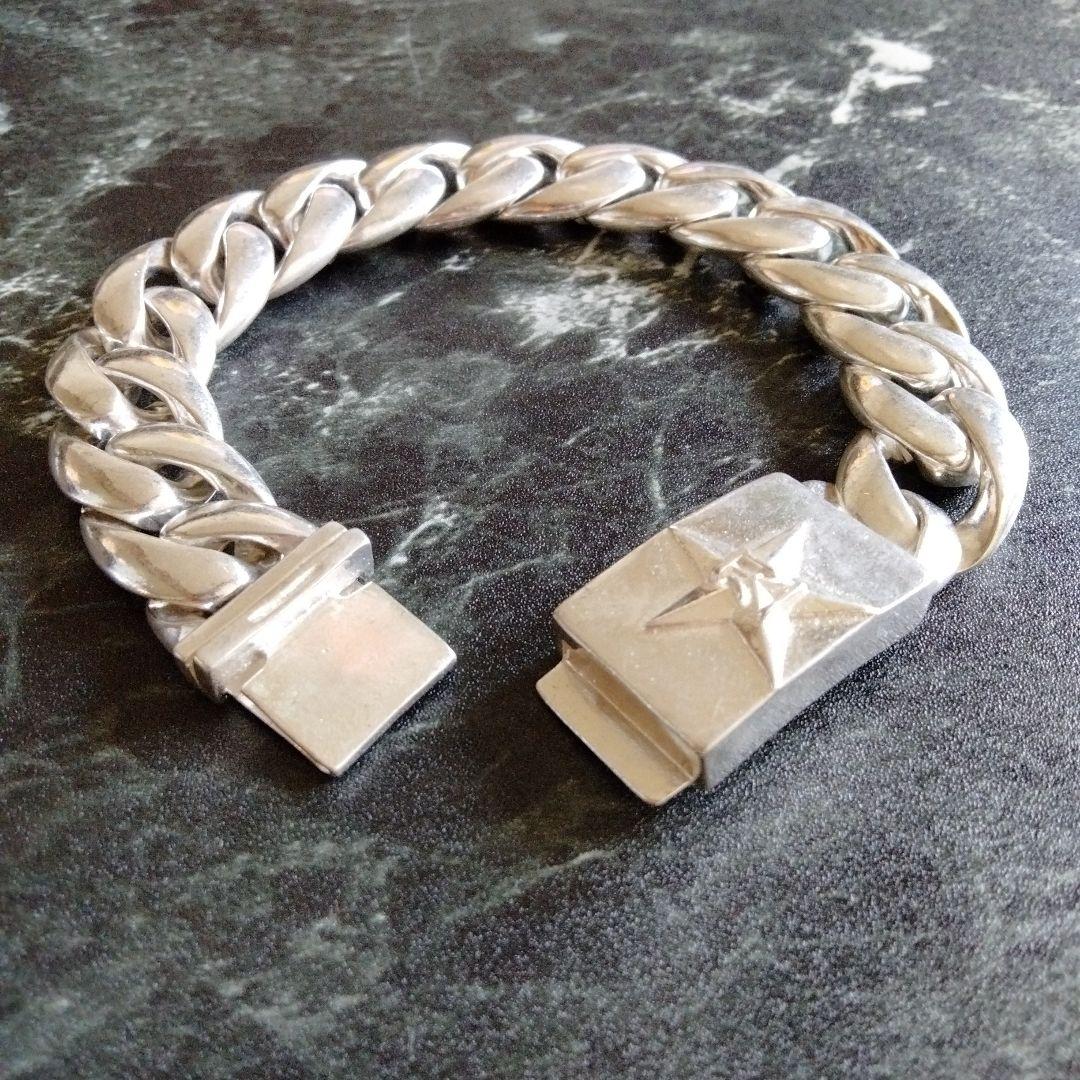 シルバー925 ツイスト星モチーフ チェーンブレスレット ★スター五芒星シンプル