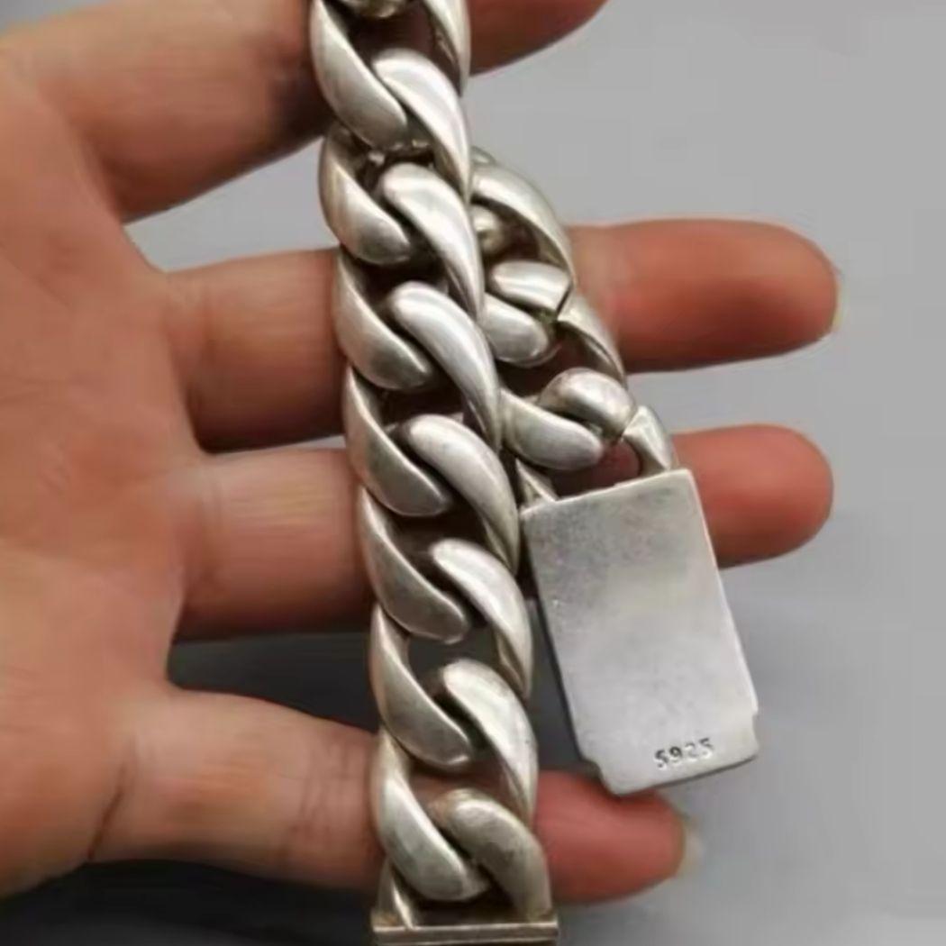 シルバー925 ツイスト星モチーフ チェーンブレスレット ★スター五芒星シンプル