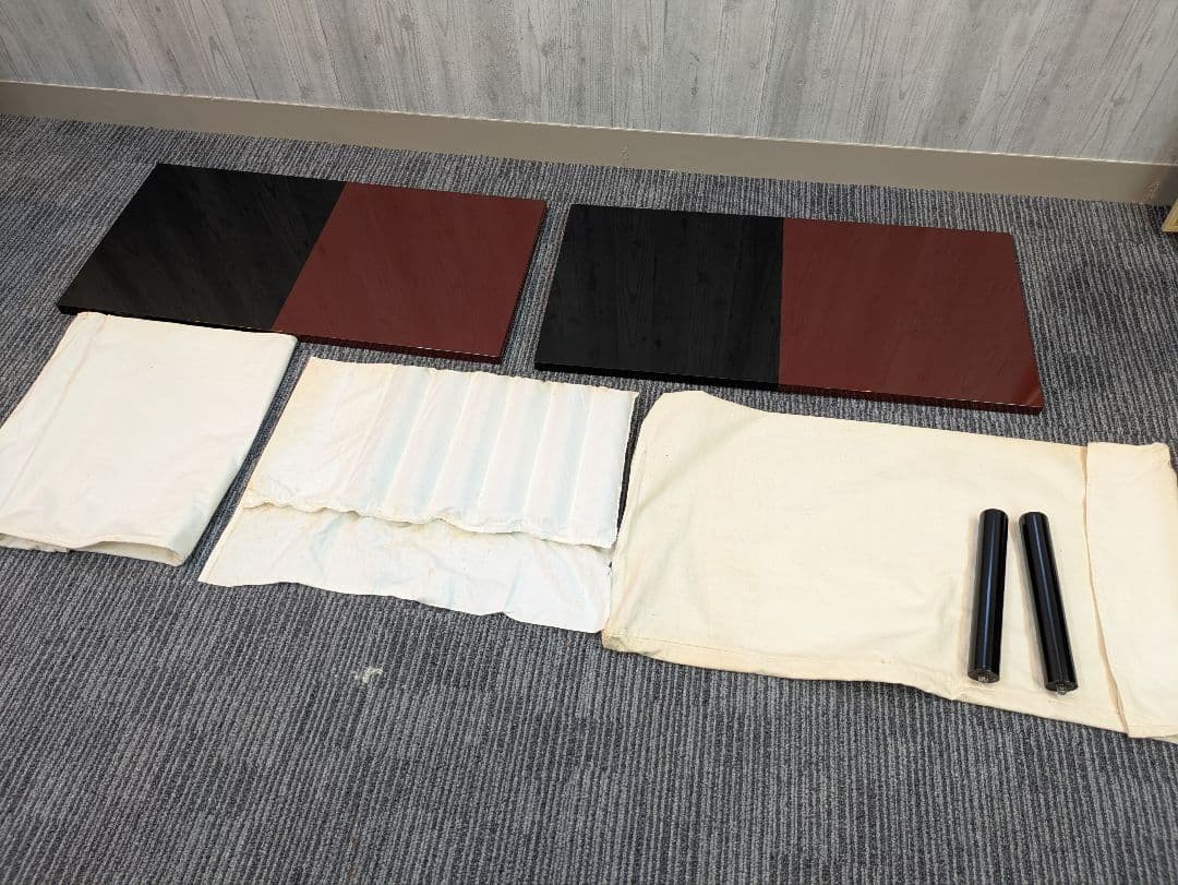 【高級漆座卓】赤と黒の木製座卓 2台セット