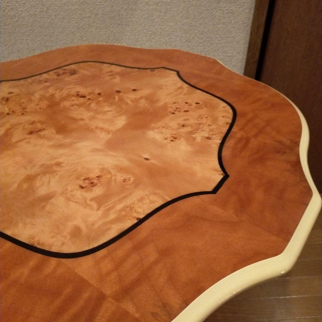 ティーテーブル イタリア ナチュラル/ホワイト 象嵌 カフェテーブル