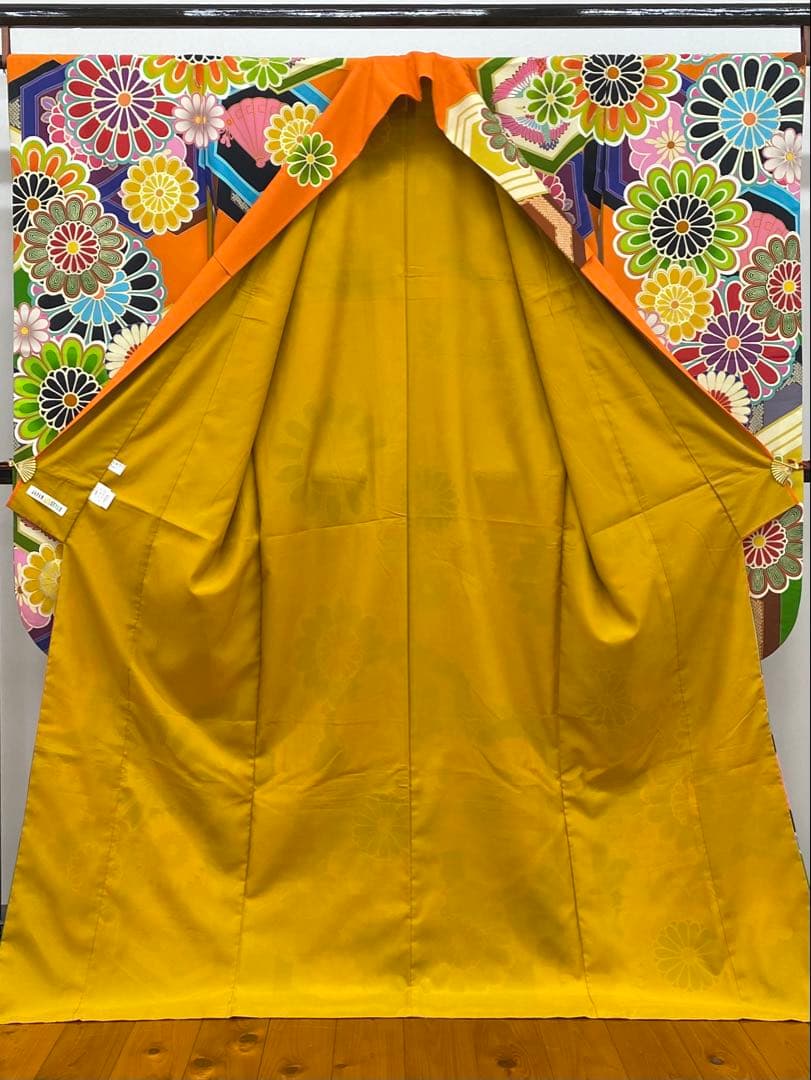 ポリエステル ブランド振袖 ジャパンスタイル 金彩 向かい鶴 身丈171cm