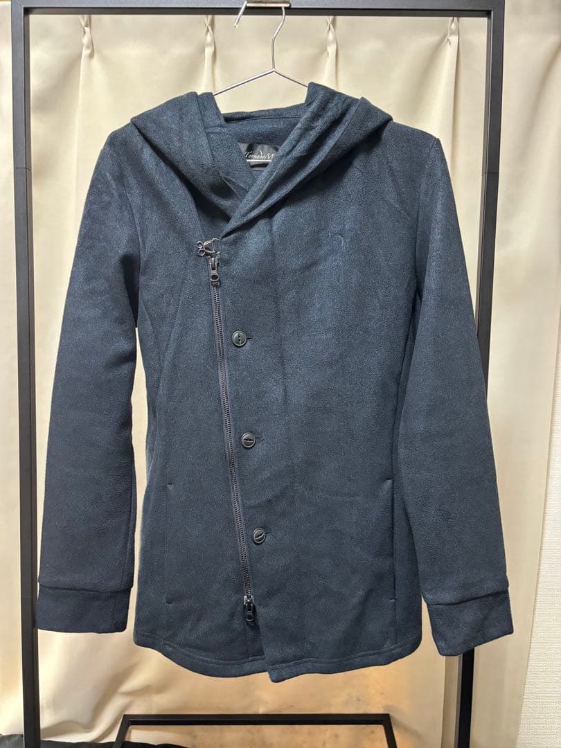 ダークブルー フード付きコート