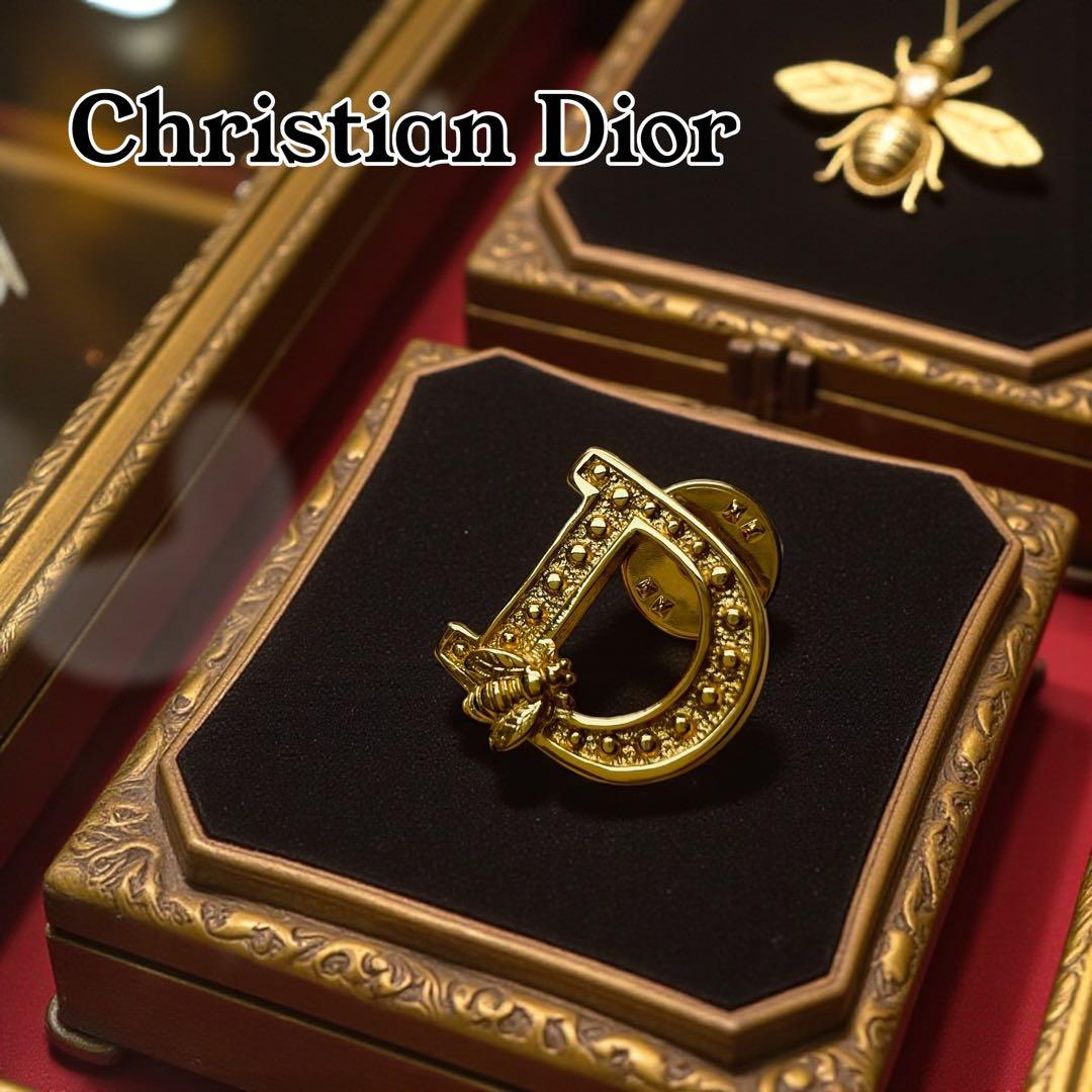 希少 クリスチャンディオール ピンブローチ ロゴ アルファベット 蜂 ビー