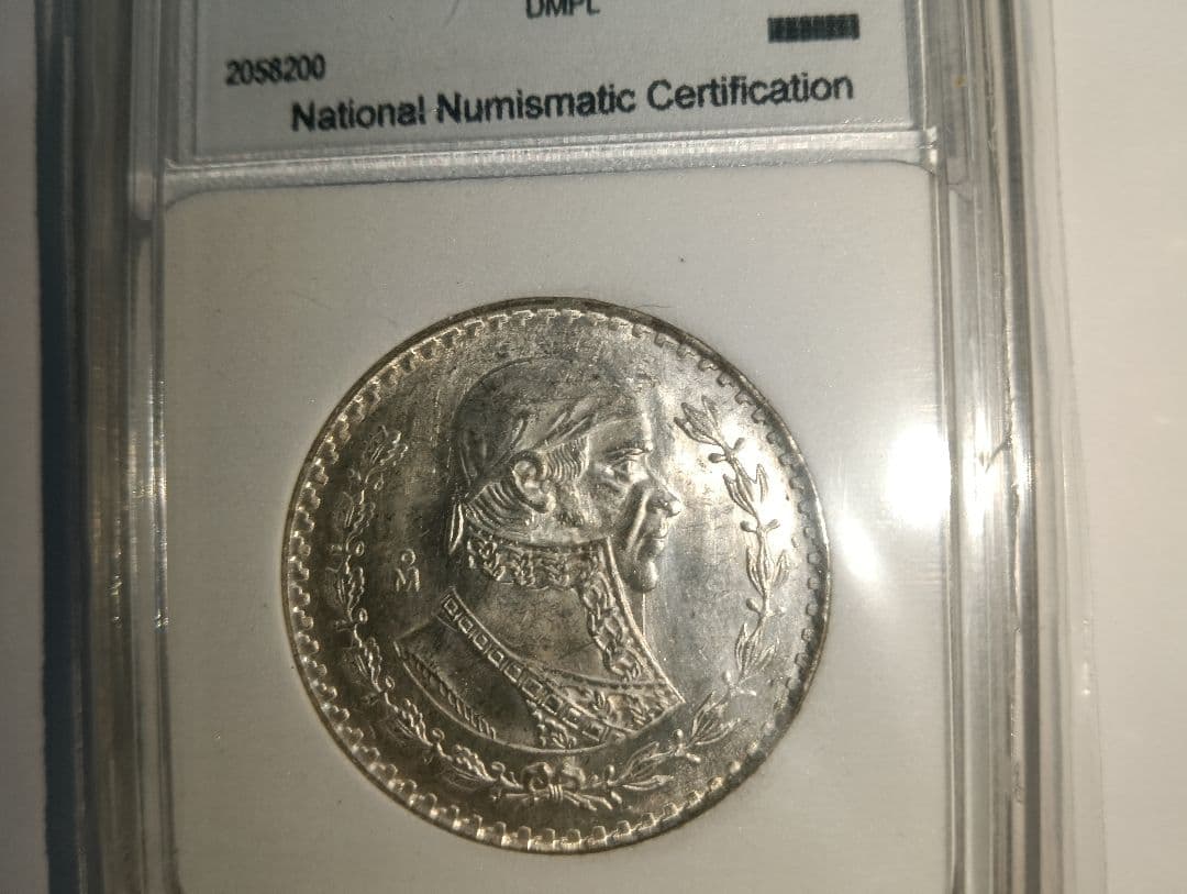 1961 メキシコ シルバー 1ペソ PCGS MS7 スポットレス