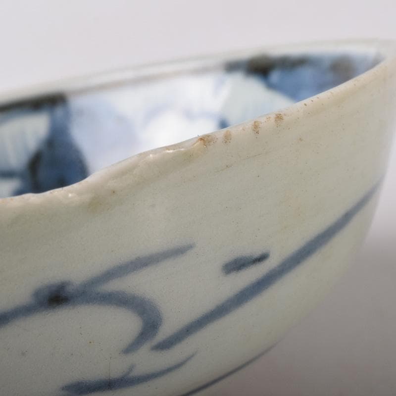 和食器　伊万里焼　古伊万里　染付　花草文　皿　八客　時代箱付　C　7626